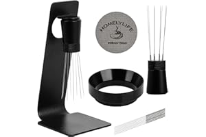 HOMELYLIFE WDT Tools Espresso Puck Screen, 58mm Espresso Accessories Kit - 150μm Puck Screen Set, 0.25mm 316 Stainless Steel 8 Needles Coffee Distribution Stirrer, 58mm Portafilter Dosing Ring for Barista Black