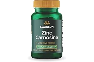 Swanson Ultra Zinc Carnosine (PepZinGI) - 60 Capsules - Natural Supplement for Gastric Health, Digestive Support, and Stomach Microbial Balance