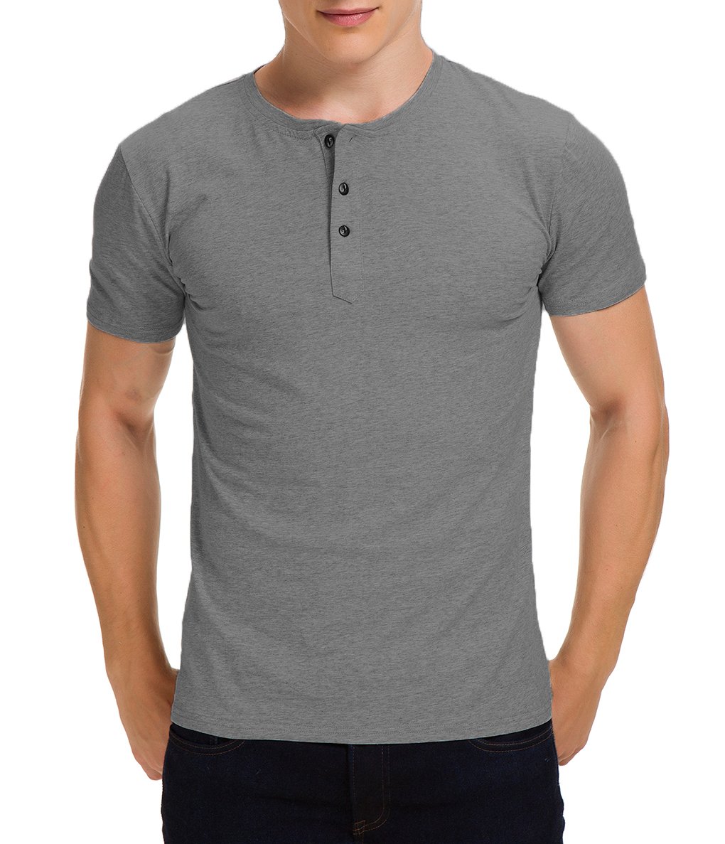Boisouey Men's Casual Slim Fit Short Sleeve Henley TShirts Cotton