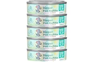 LITTLE WHISPERS LittleWhispers Diaper Pail Refill Bags - Compatible with Diaper Genie Pails - Lavender Scented (5 Pack)