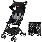 gb Pockit+ All-Terrain, Ultra Compact Lightweight Travel Stroller with Canopy and Reclining Seat in Velvet Black