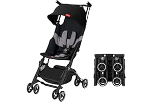 gb Pockit+ All-Terrain, Ultra Compact Lightweight Travel Stroller with Canopy and Reclining Seat in Velvet Black