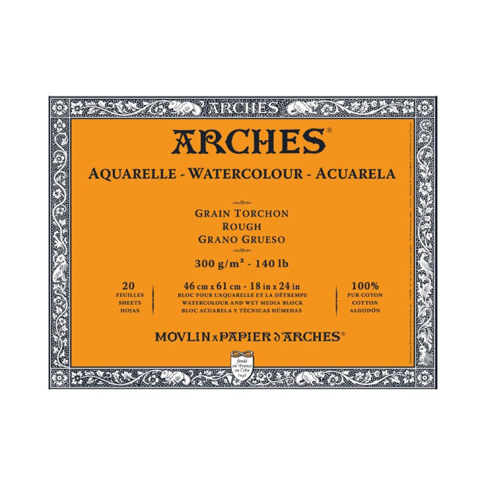 Arches Watercolour Block, 300 GSM, Rough, 46 x 61 cm, Wood, White — image 1