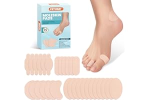 Moleskin Adhesive Pads - 30ct Moleskin Padding for Feet, Shoes, Toes, Heel - Blister Cushion Friction Relief Tape for Walking