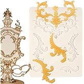 nklbio 1 Pcs European Retro Scroll Cake Decoration Silicone Mold, Mini Baroque Fondant Mold for Theme Party Kitchen Baking Candy Chocolate Cookie Cupcake Topper DIY Clay UV Resin Craft Plaster