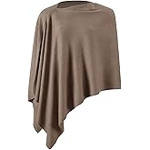 Fomolom Women Ponchos Sweater Versatile Lightweight Solid Knitted Shawl Wrap Scarf Cape Accessories for Womens