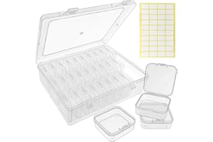 Guyuyii Bead Organizer Box – 30 Pcs Small Bead Storage Containers with Hinged Lids and Labels for Jewelry Makers, Crafters, N