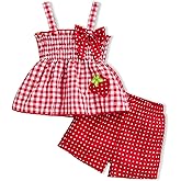 Toddler Girl Clothes Baby Girl Summer Outfits Ruffle Sleeveless Shirts Tops Shorts Set for Girl Clothing