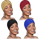 Syhood 4 Pieces Turbans for Women Head Wraps for Women Beanie Headwraps,4 Colors