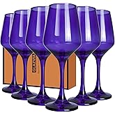 GLAZVIA Purple Wine Glasses Set of 6, 12oz Stemmed Crystal Glasses, Thick & Colored, Dishwasher Safe Stemware for Red or White, Gift for Party, Holiday, Anniversary, Restaurant, Home Bar, Daily Use