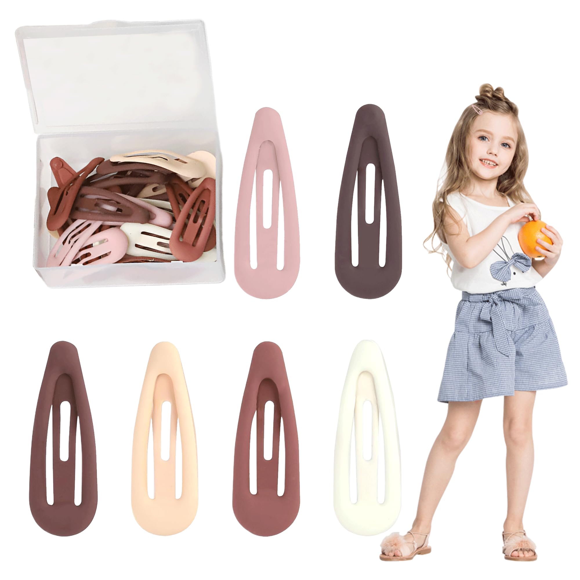 30PCS Snap Colorful Matte Non Slip Hair Clips With Case - Children & Student Small Hair Accessories For Lady Women & Little Girls