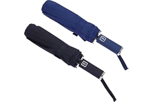 Bluinzi 2-Pack Double 10-Rib Compact Windproof Travel Umbrella for Rain and Sun - Small Automatic Folding Umbrella - Sturdy Portable Umbrella for Car Home Suitcase Backpack and Handbag