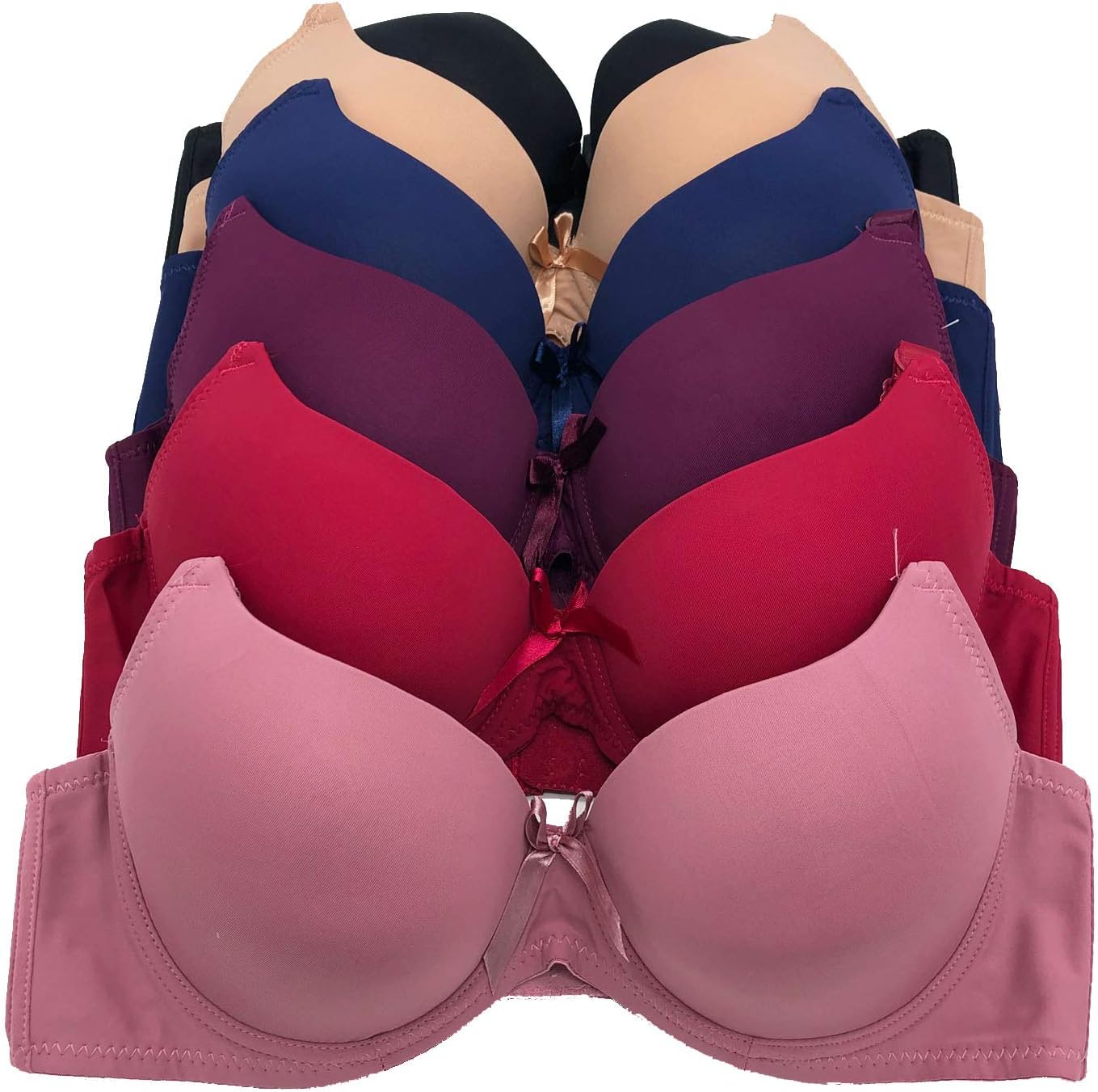 6 Pieces ADD 1 Cup Wired Double Pushup Push Up Bra A/B/C