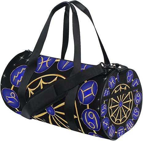blue and gold duffle bag