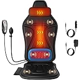 COMRELAX Vibration Back Massager for Chair with Heat, Massage Chair Heating Pad with Lumbar Traction, Seat Massager for Seniors, Office Workers & Family, Fatigue & Pain Relief in Office, Home & Travel