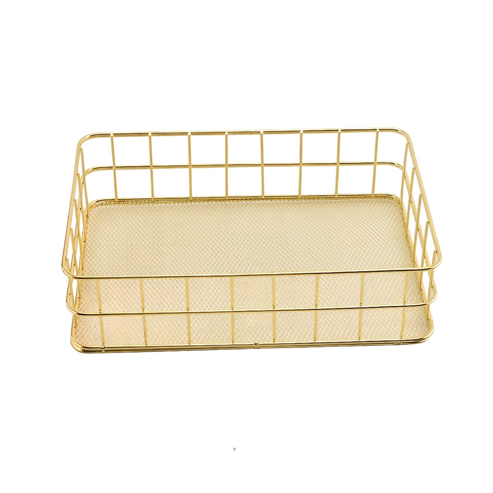 Seully Gold Storage Basket,Desktop Finishing Wrought Iron ,Metal Wire Fruit Storage Basket,Toiletries /Multi Purpose Desktop Storage for Office,Bedroom