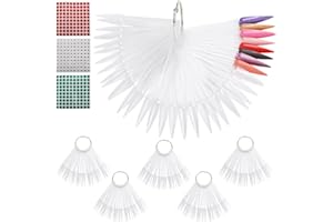 TBESTMAX 300 Pcs Nail Swatch Sticks with Ring, Stiletto Nail Polish Color Sample Sticks Display