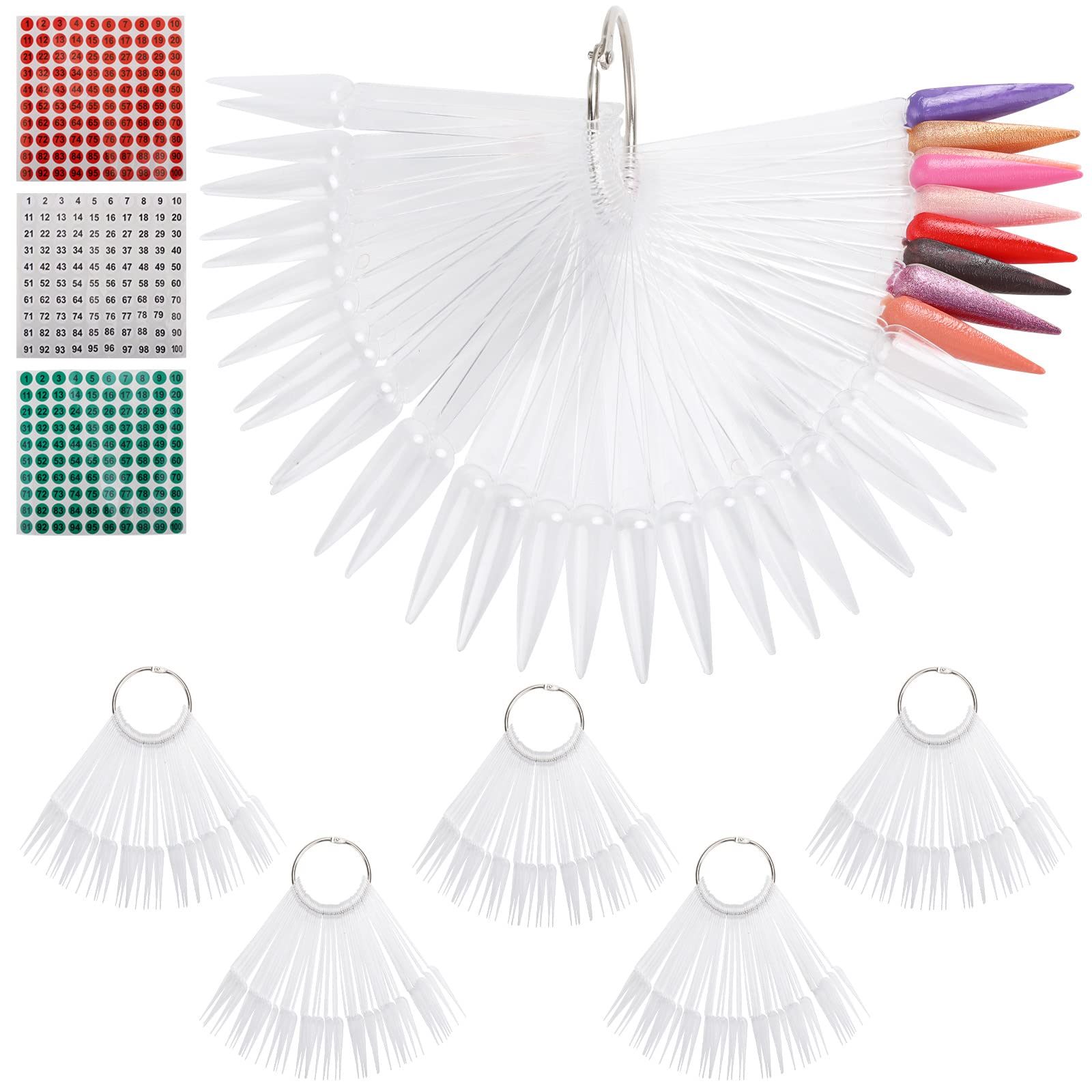 Photo 1 of 300 Pcs Nail Swatch Sticks with Ring, Stiletto Nail Polish Color Sample Sticks Display