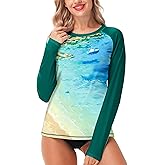AOBUTE Women Rash Guard UPF 50+ Long Sleeve Swim Top Surf Shirts