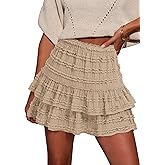 IVIR Flowy Shorts for Women Boho Ruffle Mini Skirt Casual High Waist Tiered Skorts Golf Tennis Shorts
