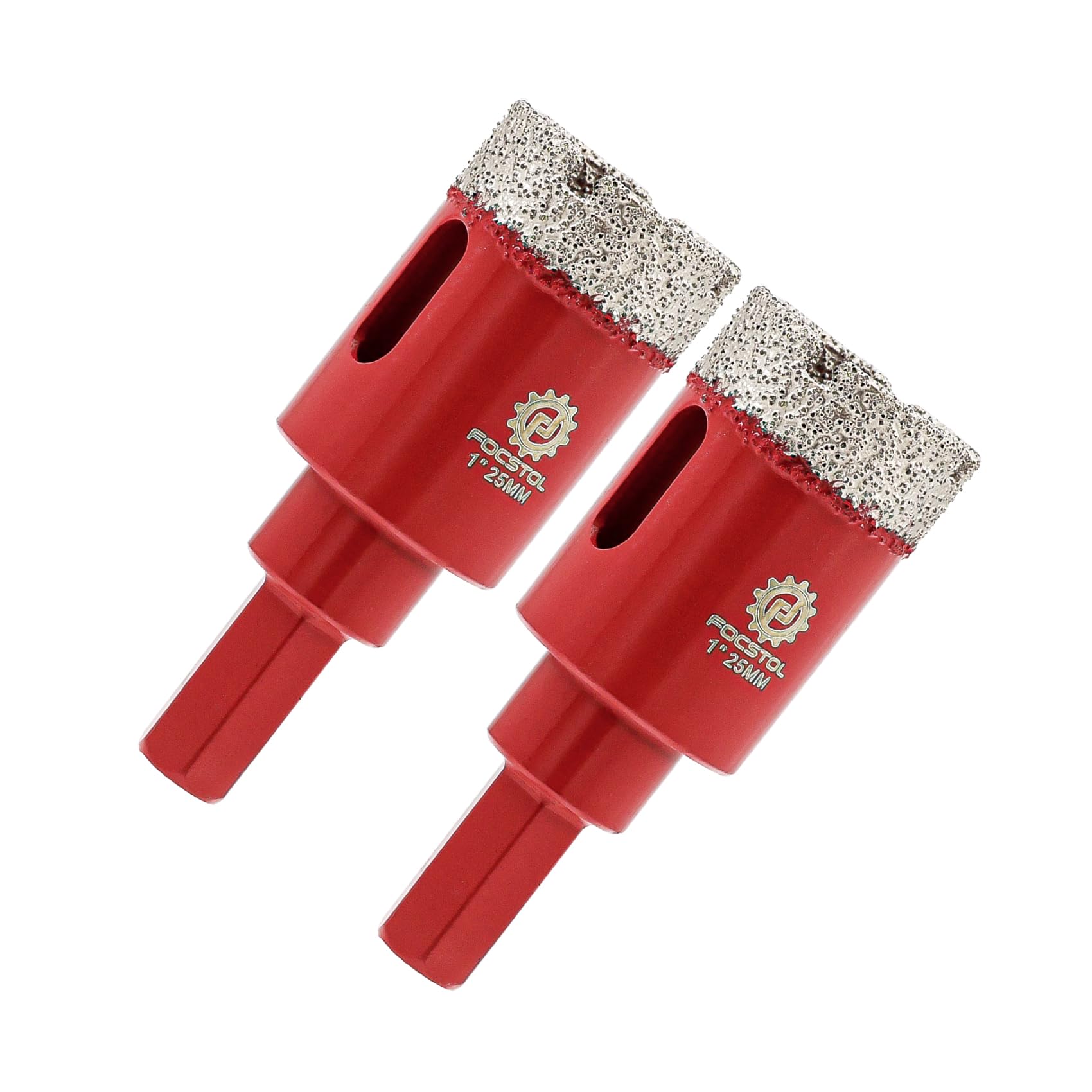 Diamond Core Drill Bit 25mm - FOCSTOL 2pcs Diamond Hole Saw with Hex Shank for Porcelain Tile Ceramic Granite Marble
