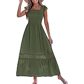 Benfoly Women's Sexy Lace Maxi Dress Backless Cut Out Tiered Ruffle Flowy Boho Vacation Beach Party Long Dresses