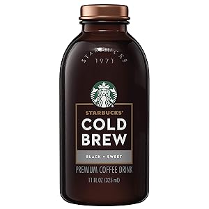 Starbucks Cold Brew Coffee, Black Sweetened, 11 oz Glass Bottles (6 Pack)