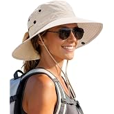 FURTALK Sun Hats for Women Wide Brim Bucket Hat Ponytail Hole Outdoor UPF | Lightweight Nylon, Quick-Dry &amp; Waterproof, Folds to Small Pouch, Adjustable Chin Strap