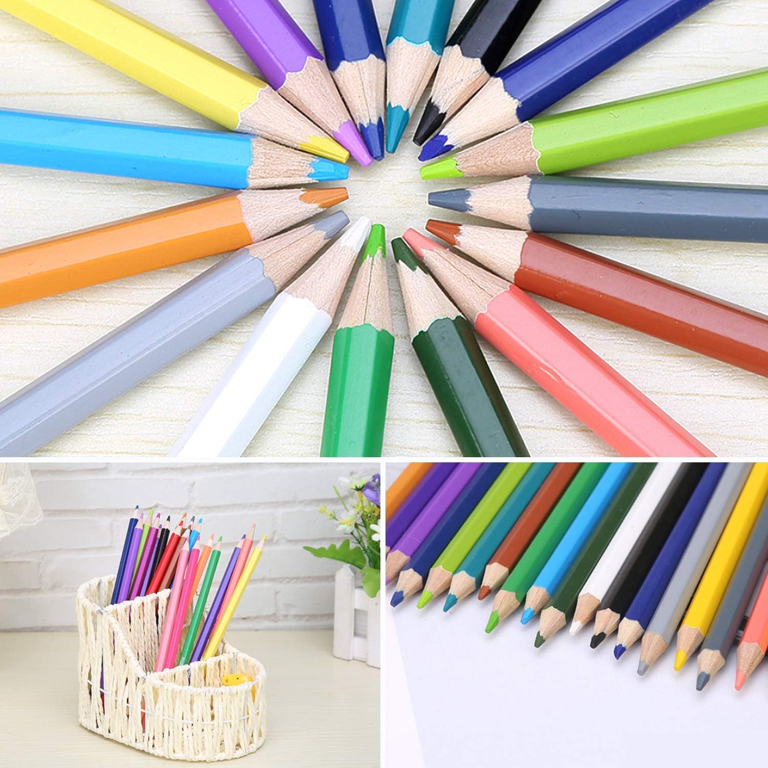 Riyanon Colored Pencils for Kids, Color Pencils Kit, Colored Pencil Set of Drawing Kits with Portable Roll-Up Pouch Canvas Bag for Festival Gift (36 Colors): Office Products