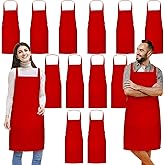 Jeffbaubl 12 Pack Bib Apron,Aprons Bulk,Unisex Plain Aprons with 2 Pockets,Blank Apron with Long Ties for Adults,23.6x27.6In