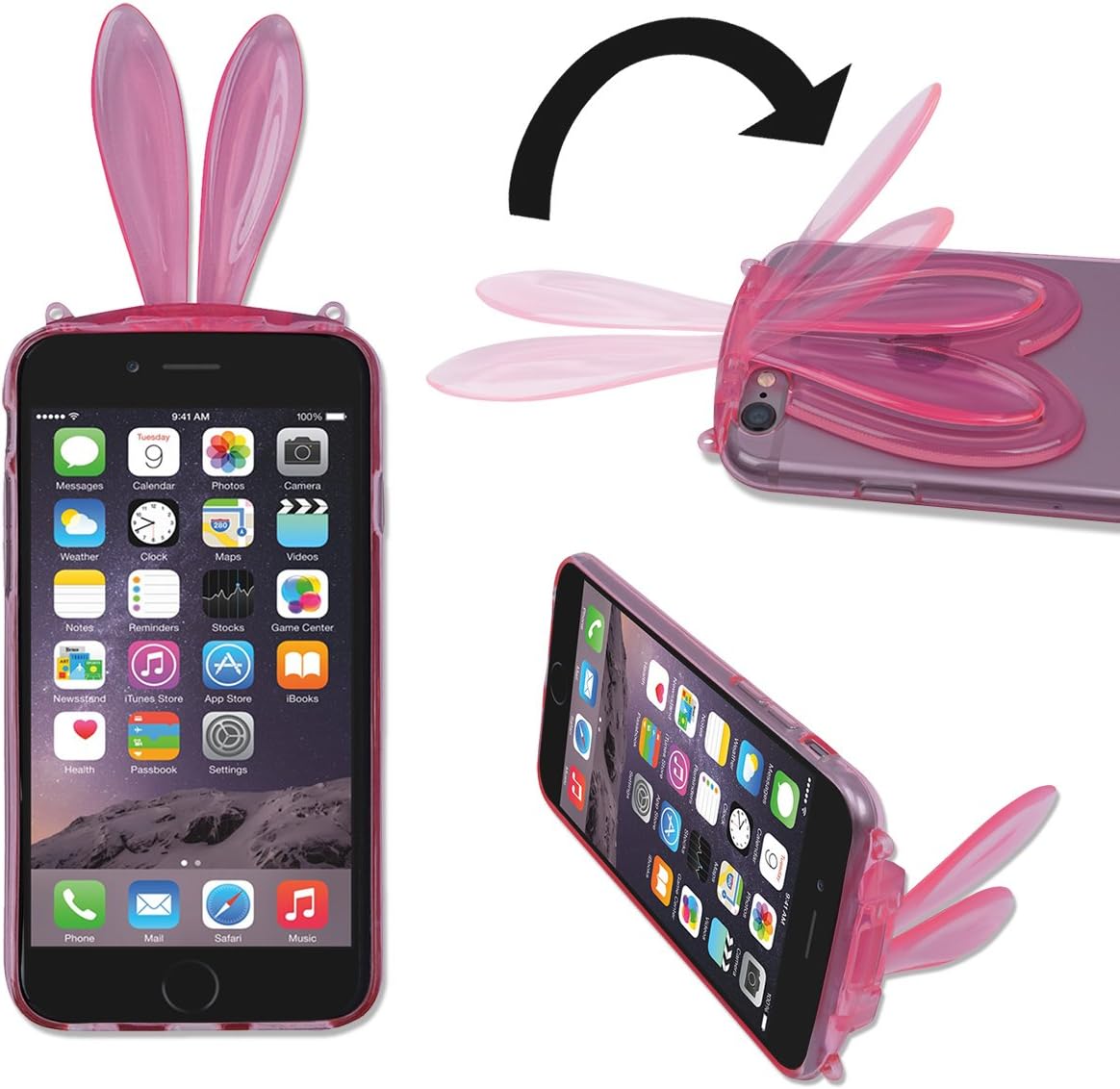 iPhone 6s / 6 Bunny TPU Case, Protective iPhone6 / 6 s Ultra Thin Jelly Gel Case, Soft Rabbit Case (Pink)