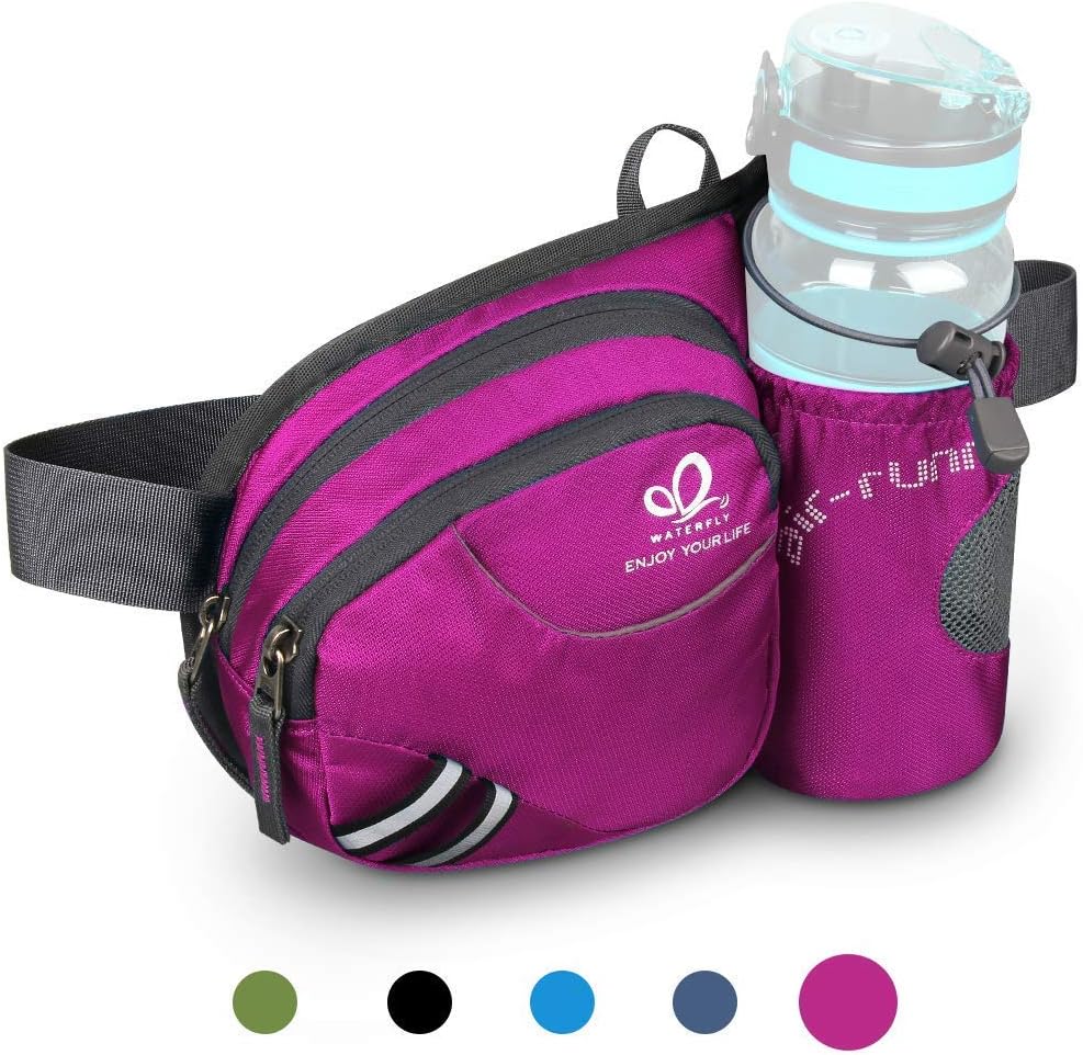Waterfly Waist Fanny Pack, Waist Pack with Bottle Holder Water Repellent Bum Bag Dog Walking