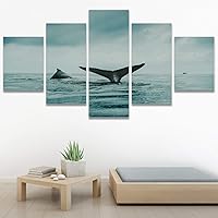 SIGNWIN 5 Panel Canvas Wall Art Colorful Fish Group Marine Life Multicolor Nautical Photography Realism Ultra for Home Decorations Ready to Hang - 60
