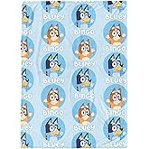 Jay Franco Plush Throw Blanket – 46" x 60" Inch Cartoon Kids Soft & Cozy Fleece Throw for Bedroom & Couch Décor, Official Licensed Product, Blue - Bluey