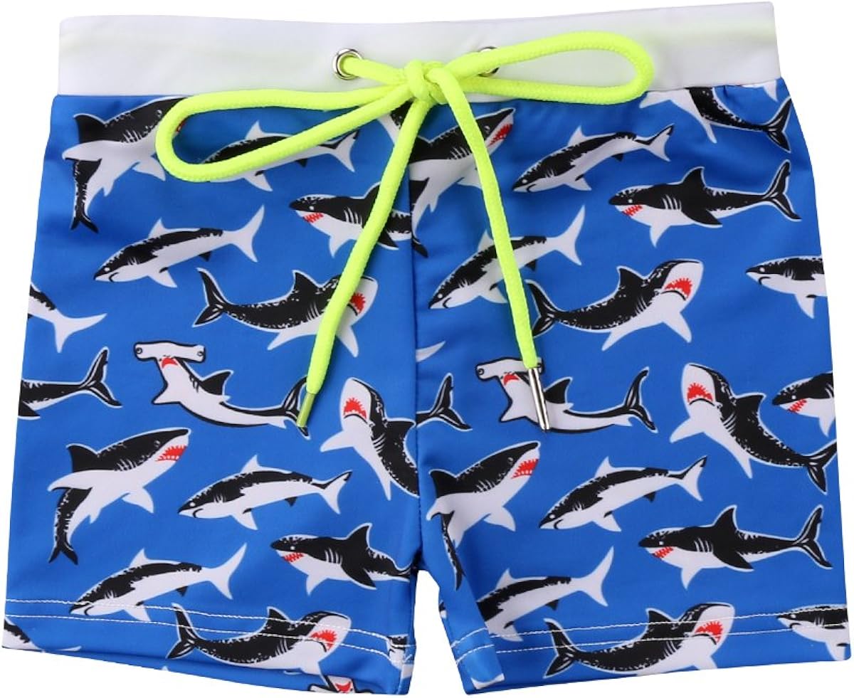 Baby Boy Swim Trunks Cute Shark Swim Shorts Kids Boys Stripes Swimwear Bathing Suit Swimming