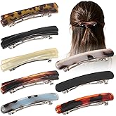WLLHYF 8 Pcs French Hair Barrettes Women Metal Flat Hair Clips Acetate Tortoise Retro Barrettes No Slip Durable Small Girls Hair Styling Accessories for Girl Mom Lady Fine Thick Thin Hair