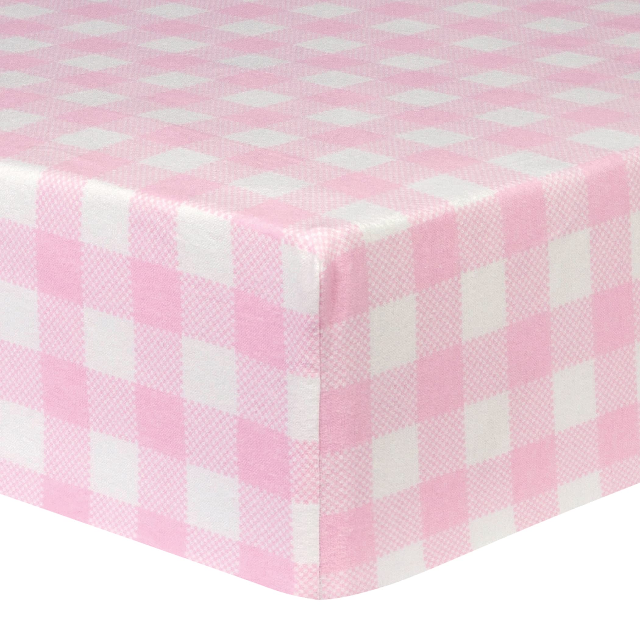 Trend Lab Deluxe Flannel Fitted Crib Sheet, Pink & White Buffalo Check