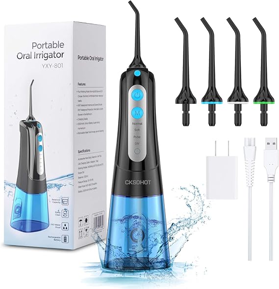Cordless Water Flosser Pick Teeth Cleaner, CKSOHOT 300ML Portable and