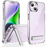 CEDO Kickstand for iPhone 14 Plus Case, 3-Way Adjustable with Metal Stand, Military-Grade Shockproof Bumper, Slim Transparent Acrylic Back Cover, Crystal Clear Design for iPhone 14 Plus