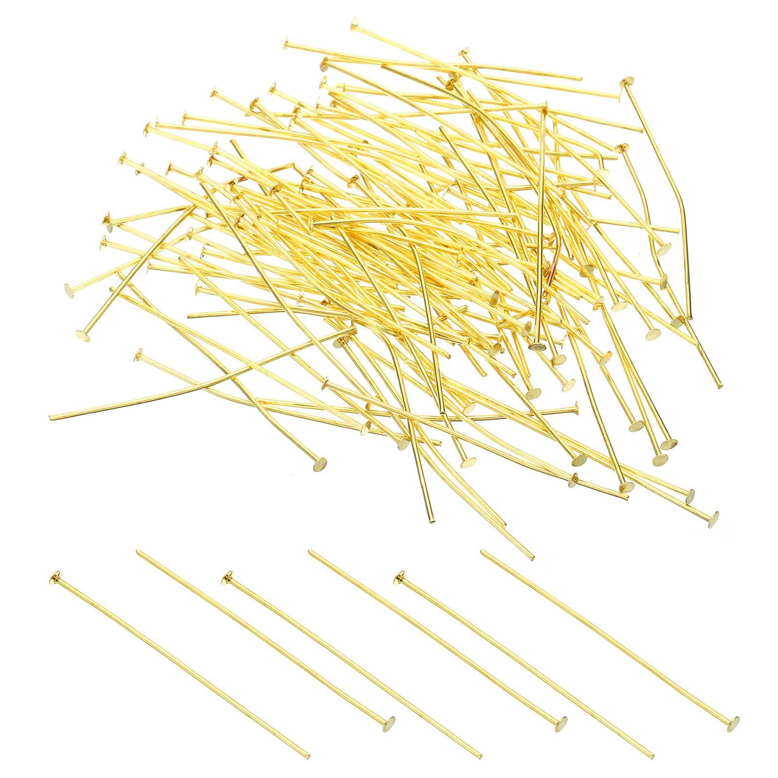 PATIKIL 1.97x0.11" Copper Chandelier Connector Pins, 200Pcs Chandelier Crystal Clips for Fastening Crystals Parts, Chandelier Replacements, Gold