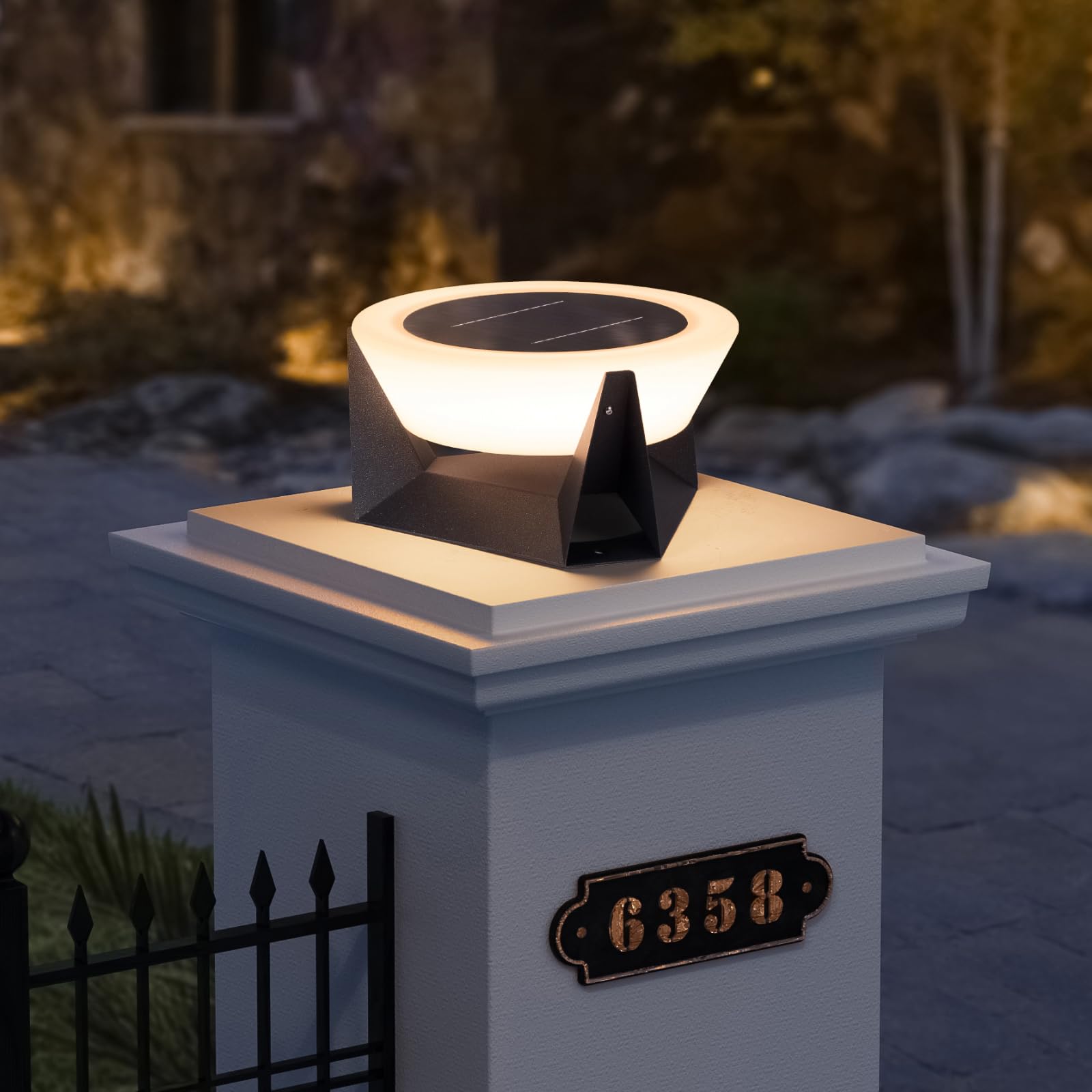 Photo 1 of *no remote* MVBT Solar Post Lights, 11" Pillar Light Outdoor Waterproof, Modern Column Lamp Gate Posts Cap Lantern 3000K LED Lighting Fixture for Outside Fence Deck Patio Garden Yard Driveway Entrance Decoration