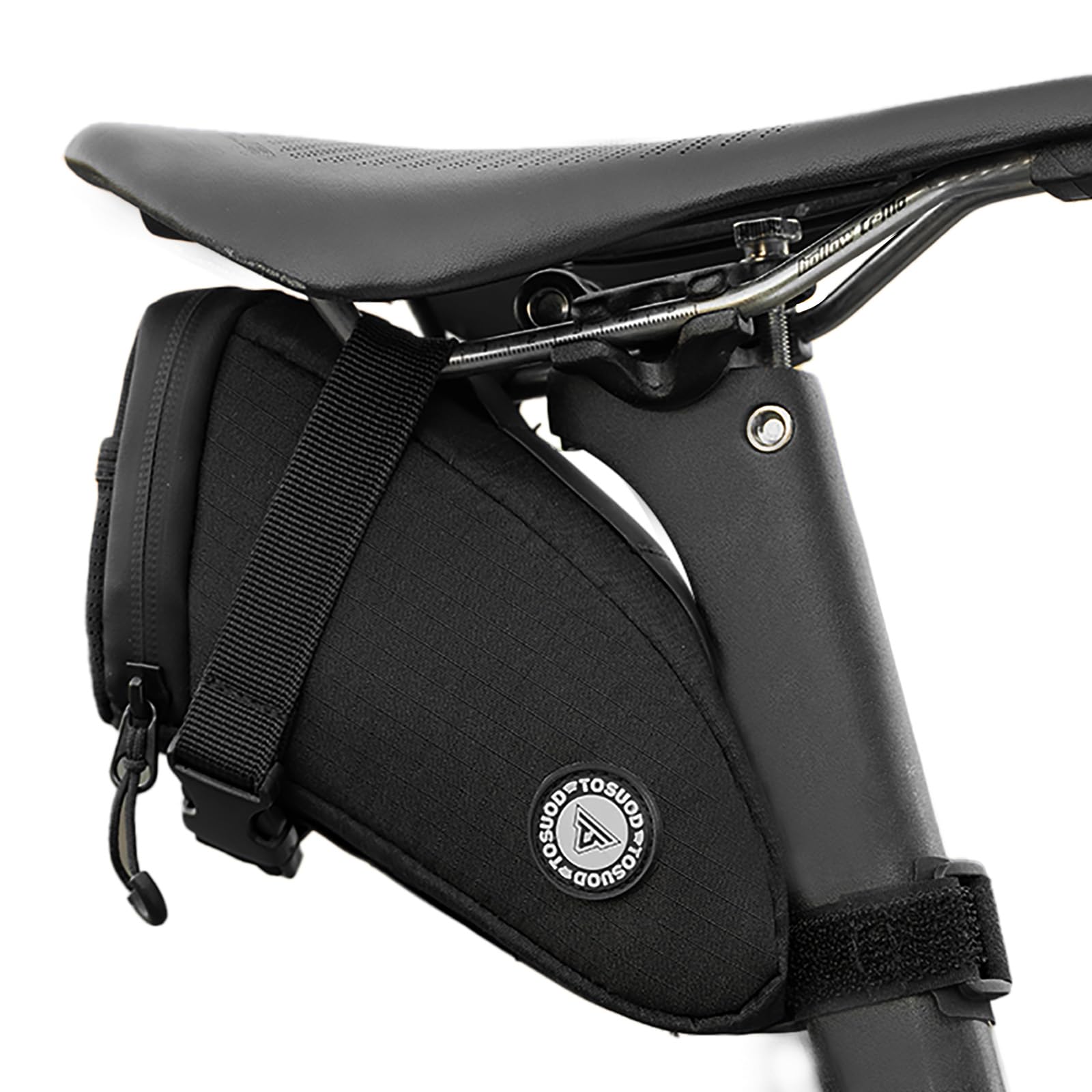 Photo 1 of TOSUOD 1.2L Aero Horn Bike Seat Bag Waterproof, PU Fabric & Taped Zipper, Bike Bag Reflective Logo & Taillight Mount, Tool-Free Straps, Bike Saddle Bag