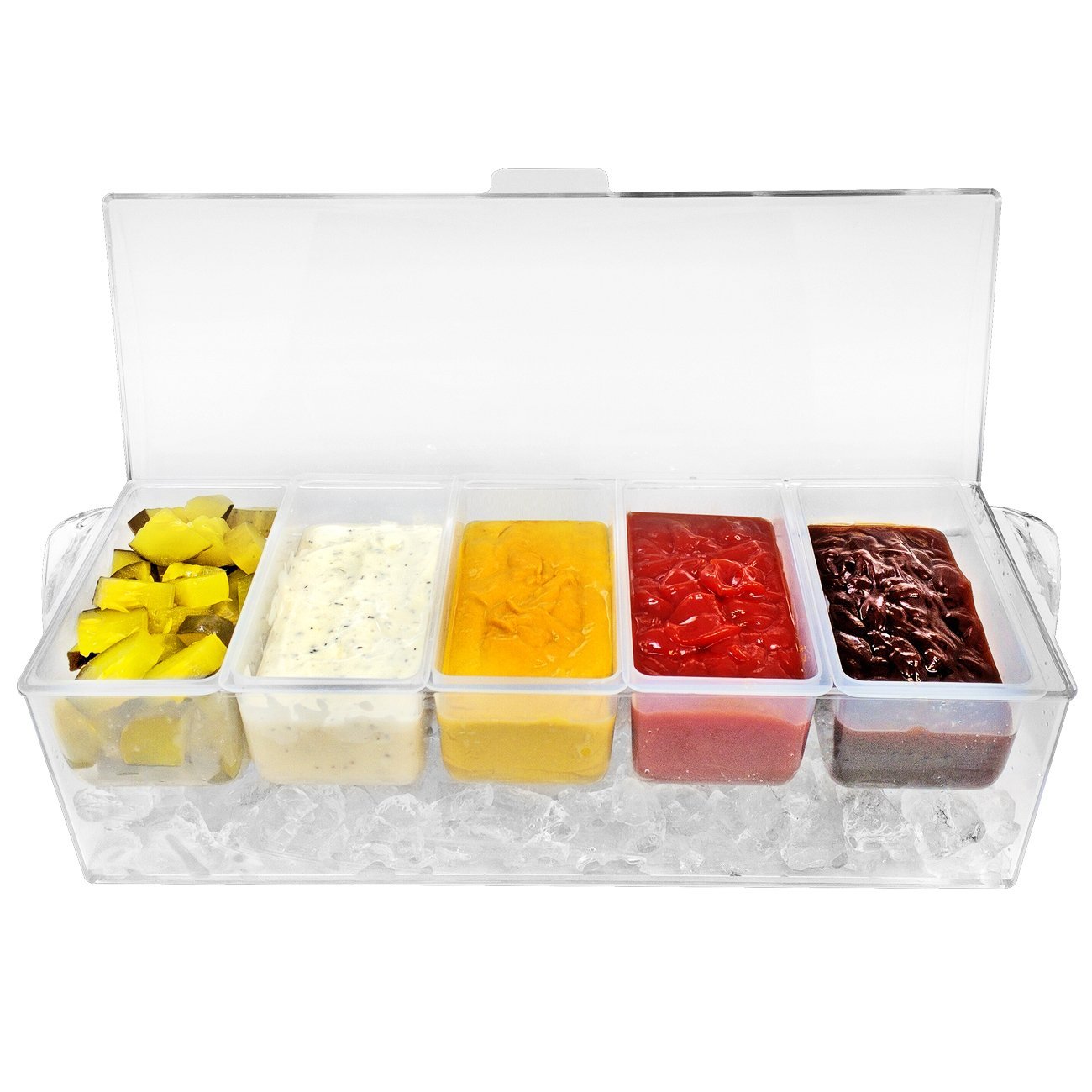 Sorbus Condiment Tray With 5 Removable Compartments And Ice Chamber