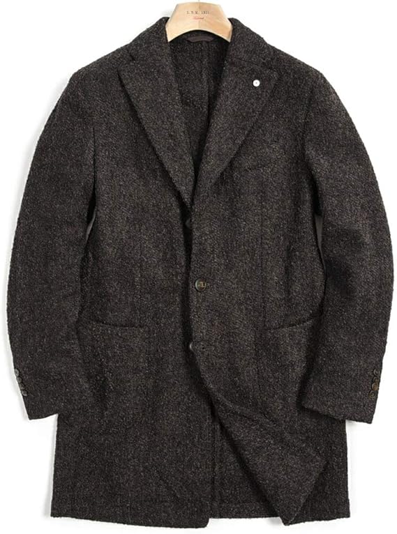 Amazon Co Jp エルビーエム 1911 チェスター コート ミドル丈 3bシングル ノッチドラペル メンズ 秋冬 ウール ブラウン イタリア ブランド イタリア製 並行輸入品 服 ファッション小物