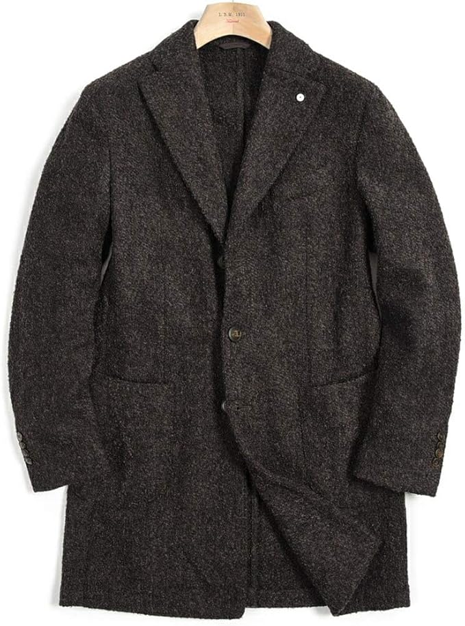 Amazon Co Jp エルビーエム 1911 チェスター コート ミドル丈 3bシングル ノッチドラペル メンズ 秋冬 ウール ブラウン イタリア ブランド イタリア製 並行輸入品 服 ファッション小物