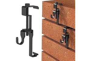 YUHENGCT 6 Pack Brick Clips Hanger Hooks, Mount on Without Drilling, Adjustable Stainless Steel Wall Clips for Hanging Outdoo