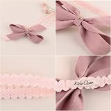 VEGCOO 4 Pcs Baby Girl Headbands Grosgrain Ribbon Faux Leather Stars Pink view 3