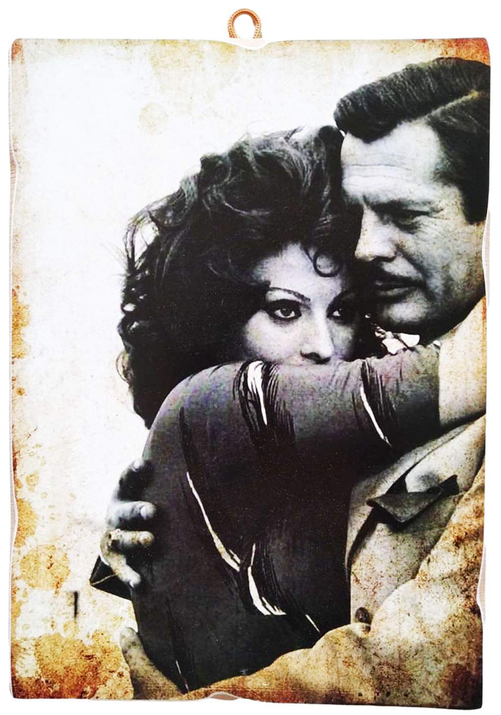 KUSTOM ART Vintage Style Picture Series Famous Italian Actors Print on Wood 25 x 18 cm