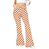 Magrank Womens High Waisted Plaid Bell Bottom Jeans Stretch Checkered Flare Denim Pant