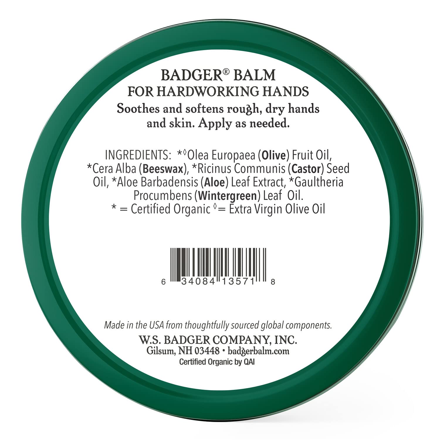 Badger Healing Balm, Hard Working Hands Cream, Organic Hand Cream for Dry Cracked Hands, Long Lasting Hand Moisturizer/Dry Hands Treatment, 2 oz Tin